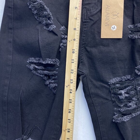 ALLABREVE High-Rise Ripped Skinny Denim Jeans Women Medium Black Stretch New - Picture 6 of 12